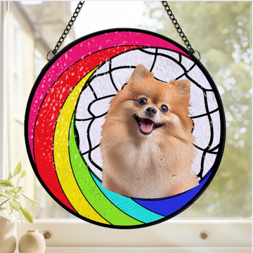 Rainbow Bridge Memorial For Pet Personalized Window Stained Glass Hanging Suncatcher