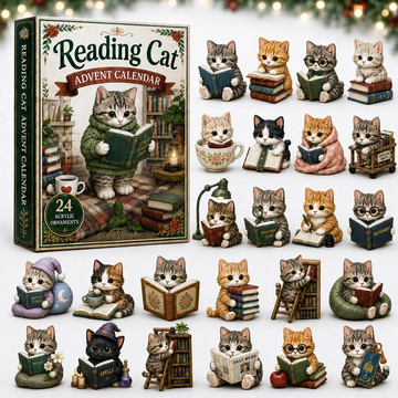 Reading Cat Advent Calendar 2026 - 24-Day Countdown, Acrylic Charms Every Day Bring New Suprises