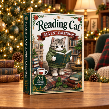 Reading Cat Advent Calendar 2026 24 Day Festive Countdown Acrylic Charms Blind Box Gift For Cat Lovers