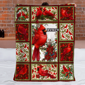 Red Cardinal Customized Blanket – Personalized Name - Meaningful Gift For Bird Lovers0001