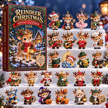 Reindeer Christmas advent calendar 2026 - 24-Day Countdown, Acrylic Charms