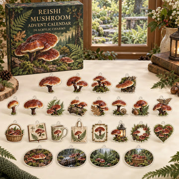 Reishi Mushroom Advent Calendar 2026 - 24-Day Countdown, Acrylic Charms