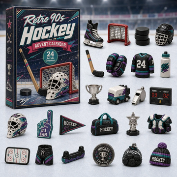 Retro 90s Hockey Advent Calendar 2026 - 24-Day Countdown, Acrylic Charms Every Day Bring New Suprises