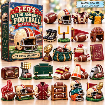 Retro American Football Advent Calendar 2026 - 24-Day Countdown, Acrylic Charms