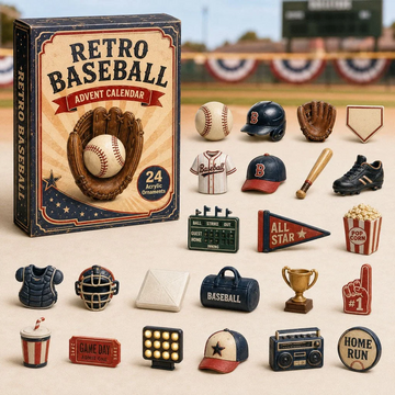 Retro Baseball Advent Calendar 2026 - 24-Day Countdown, Acrylic Charms Every Day Bring New Suprises