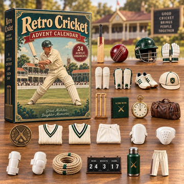 Retro Cricket Advent Calendar 2026 - 24-Day Countdown, Acrylic Charms Every Day Bring New Suprises