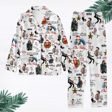 Retro Elvis Presley Pajamas, Elvis Presley Christmas Pajamas, Elvis King Of Rock Pajamas Set, Rock N Roll Pj Set, Gift For Elvis Fan