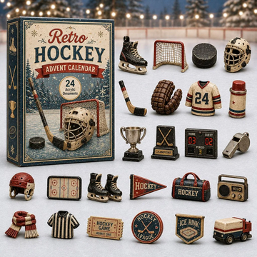Retro Hockey Advent Calendar 2026 - 24-Day Countdown, Acrylic Charms Every Day Bring New Suprises