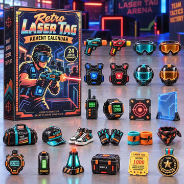 Retro Laser Tag Advent Calendar 2026 - 24-Day Countdown, Acrylic Charms