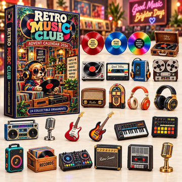 Retro Music Club Advent Calendar 2026 - 24-Day Countdown, Acrylic Charms