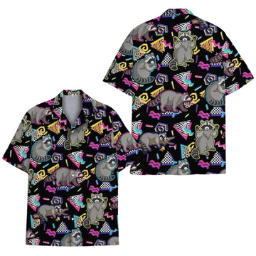 Retro Raccoon Men And Women Hawaiian Shirt, Raccoon Hawaiian Shirts HE0366