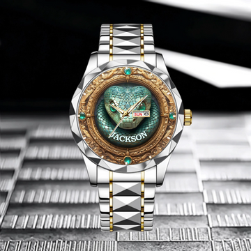 Retro Gemstone Snake Customized Watch - Personalized Name