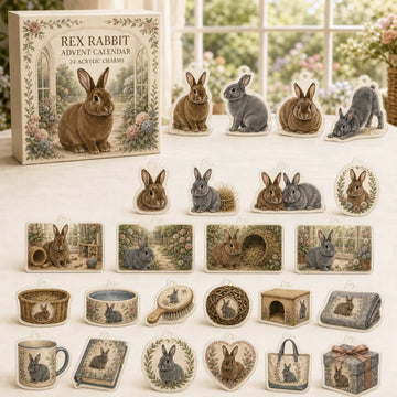 Rex Rabbit Advent Calendar 2026 - 24-Day Countdown, Acrylic Charms