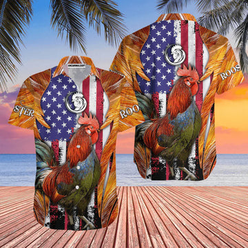 Rooster American Flag Farm Lover Aloha Hawaiian Shirts For Men Women, 4th Of July Gift For Summer, Friend, Family, Independence Day, Rooster Lovers