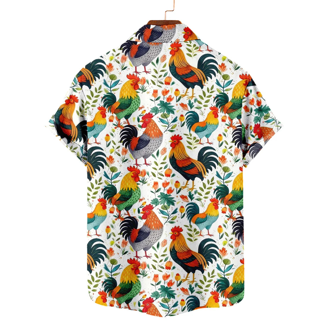 Rooster Hawaiian Shirt – Colorful Floral Chicken Farm Aloha Button Down