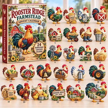 Rooster Ridge Farm Advent Calendar 2026 - 24-Day Countdown, Acrylic Charms