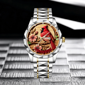 Rural-style Red Bird Customized Watch – Personalized Name - Gift for Country Garden Enthusiast