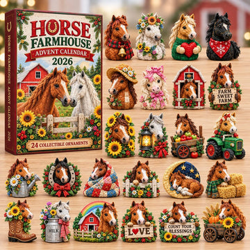 Rustic Horse Farmhouse advent calendar 2026 - 24-Day Countdown, Acrylic Charms
