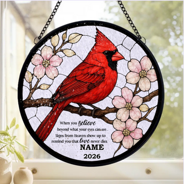 Signs From Heaven Show Up To Remind You That Love Never Dies Personalized Window Stained Glass Memorial Gift For Loss Of Loved One