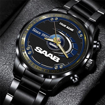 Saab Car Personalized Black Hand Watch Gift For Fan