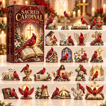Sacred Cardinal Advent Calendar 2026 - 24-Day Countdown, Acrylic Charms