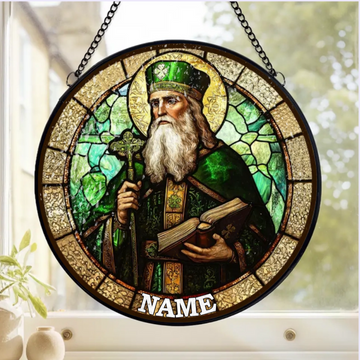 Saint Patrick Personalized Window Stained Glass Window Suncatcher St Patricks Day Home Decor Irish Gift Lucky Gift