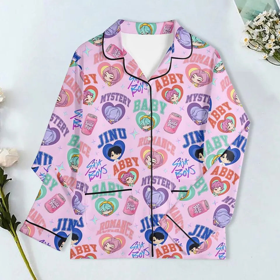 Saja Boys Pajama Set, Demon Hunters Pajama Set, Kpop Demon Hunters Pajamas, Music Sleepwear, Kpop Hunters Pajama Set, Huntrix Fan Gift