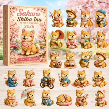 Sakura Shiba Inu Advent Calendar 2026 - 24-Day Countdown, Acrylic Charms Every Day Bring New Suprises