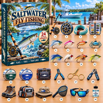 Saltwater Fly Fishing Advent Calendar 2026 - 24-Day Countdown, Acrylic Charms Every Day Bring New Suprises