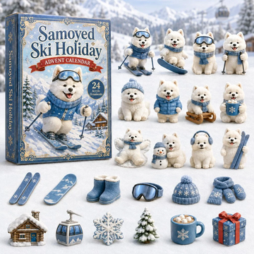 Samoyed Ski Holiday Advent Calendar 2026 - 24-Day Countdown, Acrylic Charms Every Day Bring New Suprises