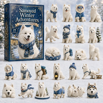 Samoyed Winter Adventures Advent Calendar 2026 - 24-Day Countdown, Acrylic Charms Every Day Bring New Suprises