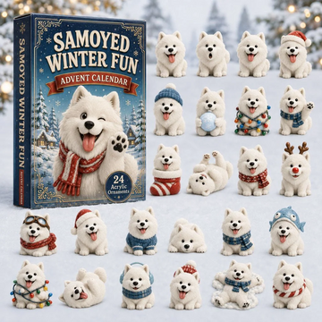 Samoyed Winter Fun Advent Calendar 2026 - 24-Day Countdown, Acrylic Charms Every Day Bring New Suprises
