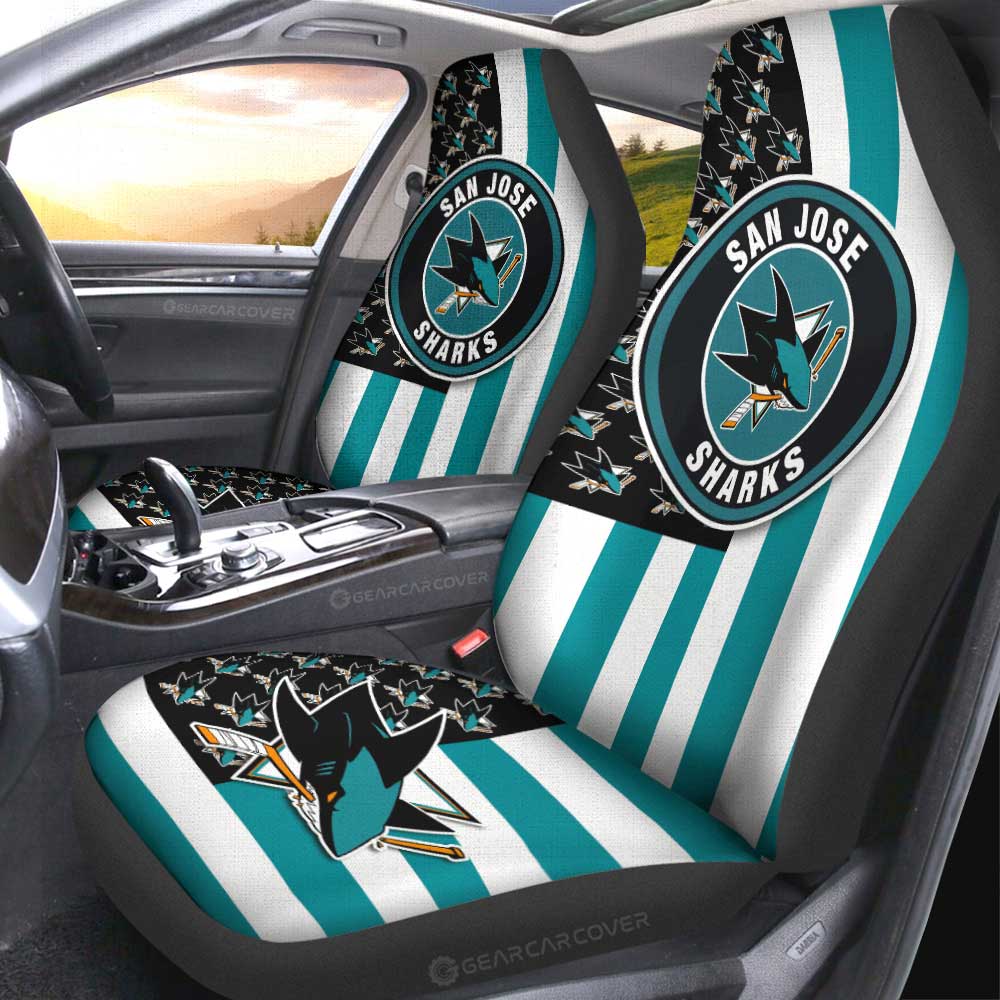 San Jose Sharks Car Seat Covers Custom US Flag Style