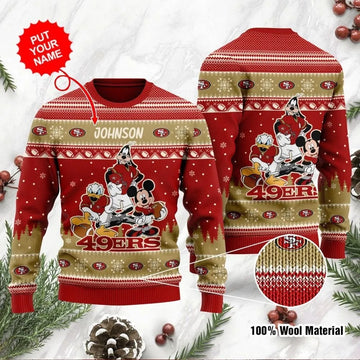 San Francisco 49Ers Disney Donald Duck Mickey Mouse Goofy Ugly Christmas Sweater