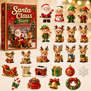Santa Claus Team Advent Calendar 2026 - 24-Day Countdown, Acrylic Charms Every Day Bring New Suprises