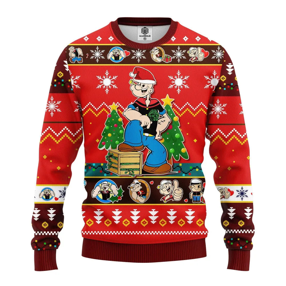 Santa Popeye Strong Merry Xmas Ugly Christmas Sweater, Jumper