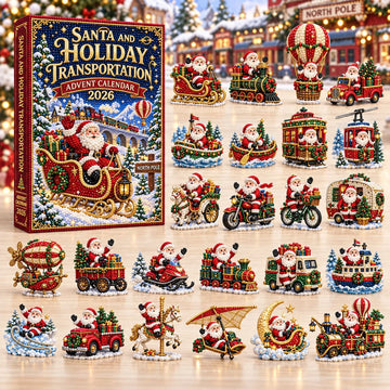 Santa Transport advent calendar 2026 - 24-Day Countdown, Acrylic Charms