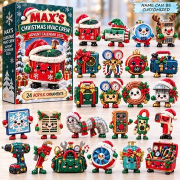 Santa Workshop Christmas HVAC Advent Calendar 2026 - 24-Day Countdown, Acrylic Charms