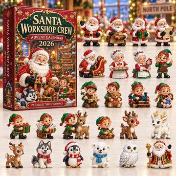 Santa Workshop Crew Advent Calendar 2026 - 24-Day Countdown, Acrylic Charms