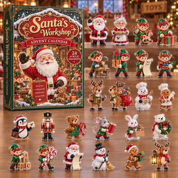 Santa Workshop Toy Shelf Advent Calendar 2026 - 24-Day Countdown, Acrylic Charms