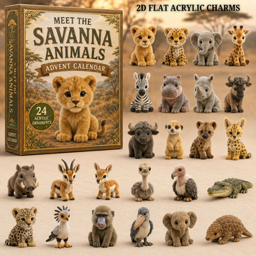 Savanna Animals Life Advent Calendar 2026 24 Day Festive Countdown Acrylic Charms Blind Box Gift For Animal Lovers