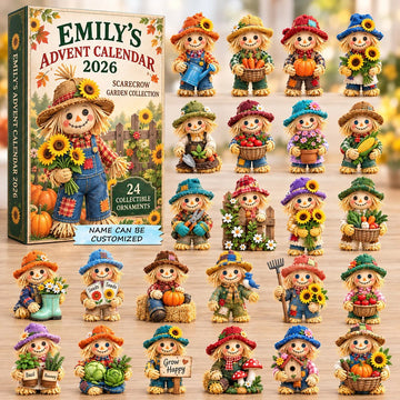 Scarecrow Garden Harvest advent calendar 2026 - 24-Day Countdown, Acrylic Charms