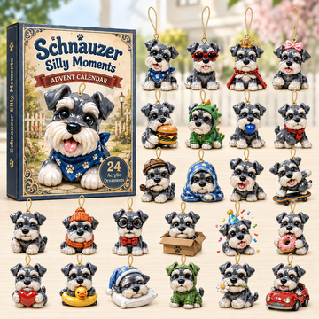 Schnauzer Silly Moments Advent Calendar 2026 24 Day Festive Countdown Acrylic Charms Blind Box Gift For Schnauzer Lovers