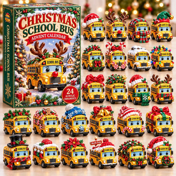 School Bus Christmas Advent Calendar 2026 - 24-Day Countdown, Acrylic Charms