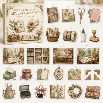 Scrapbooking Advent Calendar 2026 - 24-Day Countdown, Acrylic Charms