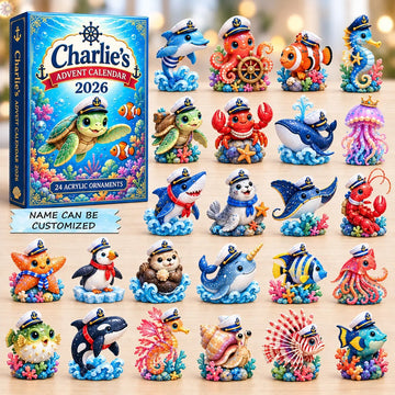 Sea Captain Animals advent calendar 2026 - 24-Day Countdown, Acrylic Charms