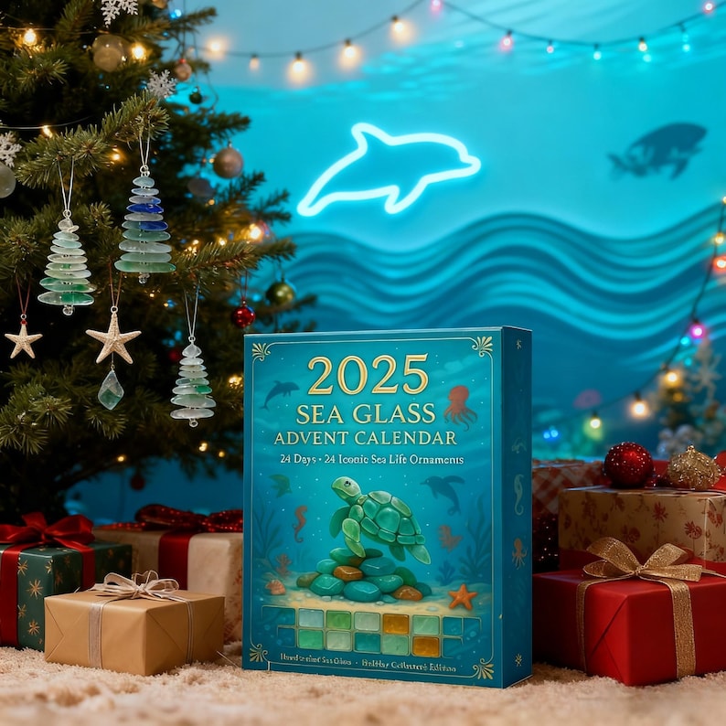 Sea Glass Advent Calendar 2026 24 Sea Animal Figurines Xmas Gift Set
