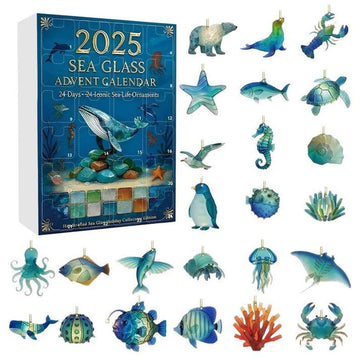 Sea Glass Advent Calendar 2026 Beach Lovers Ocean Lovers Gift Christmas Countdown With Ocean Ornaments Holiday Decor Unique Xmas Gift