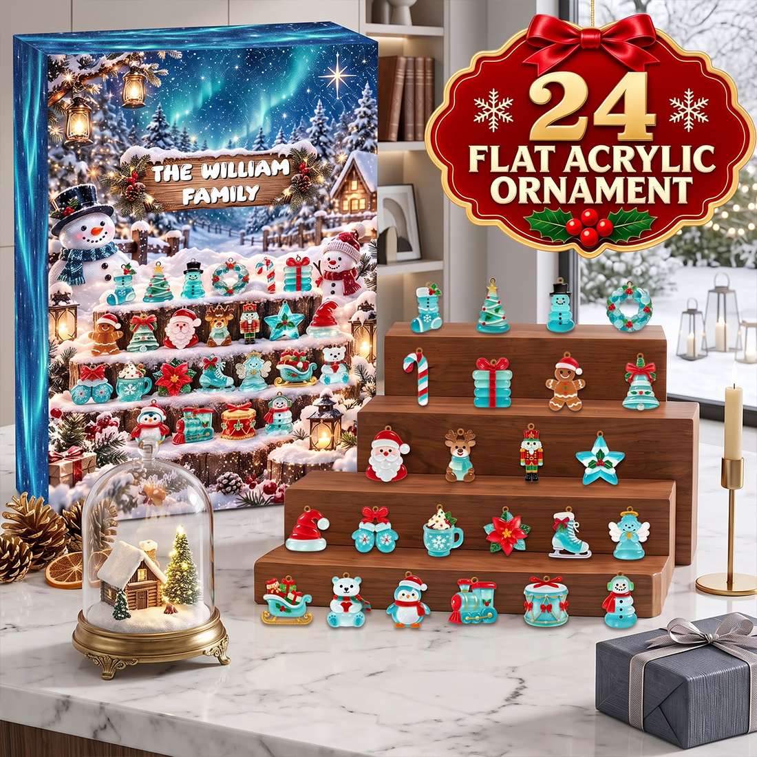 Sea Glass Advent Calendar 2026 24 Day Spirits Countdown Acrylic Charms Blind Box Gift For Family