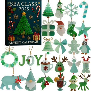 Sea Glass Christmas Advent Calendar 2026 Christmas Tree Decorations Calendar With Acrylic Christmas Ornaments Countdown Calendar
